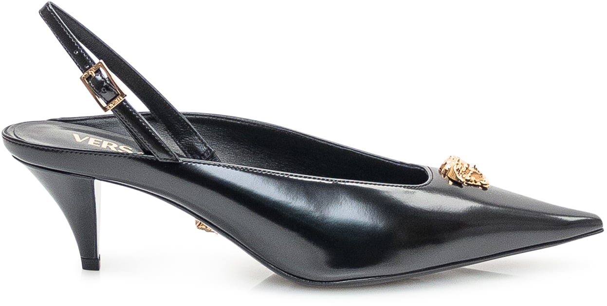 Versace Versace Slingback in Pelle con Tacco Medio Zwart