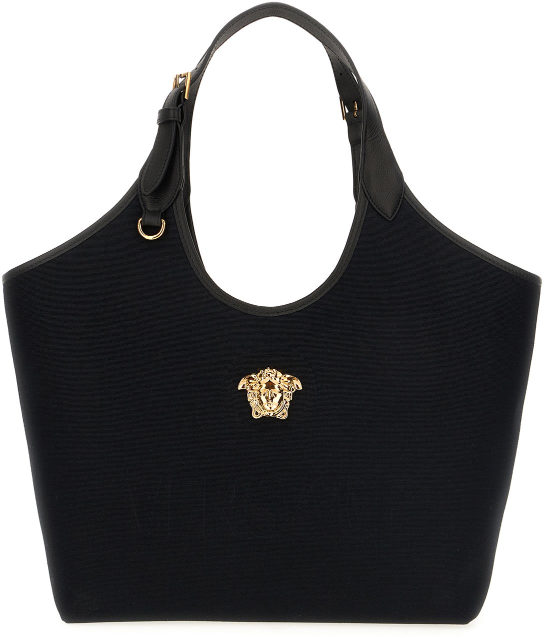 Versace Versace Black canvas La Medusa shopping bag Zwart