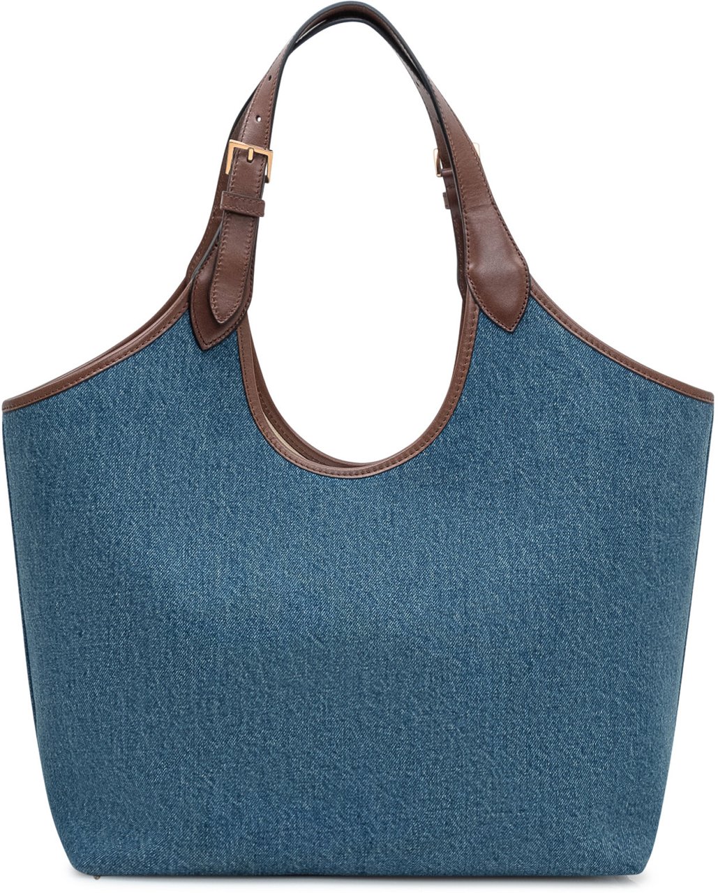 Versace Borsa Tote in Tessuto e Pelle Blauw