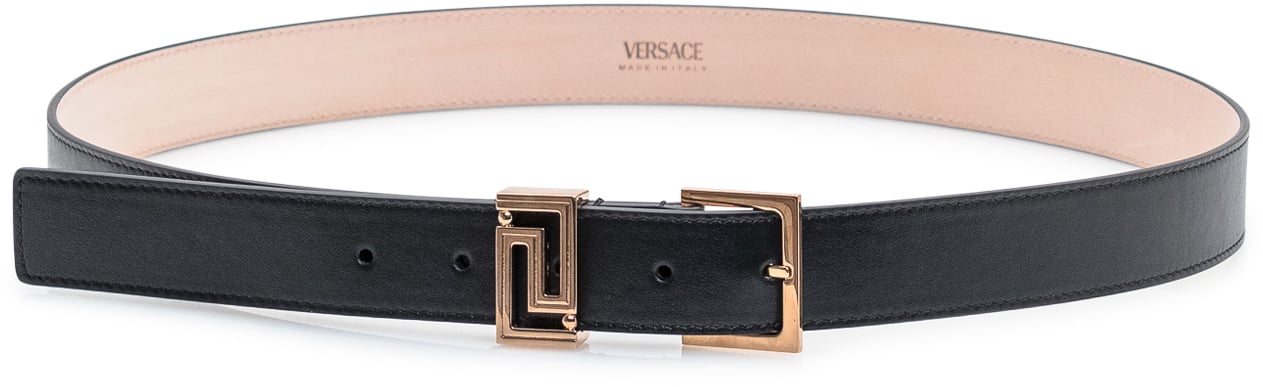 Versace Cintura con Fibbia Geometrica Zwart