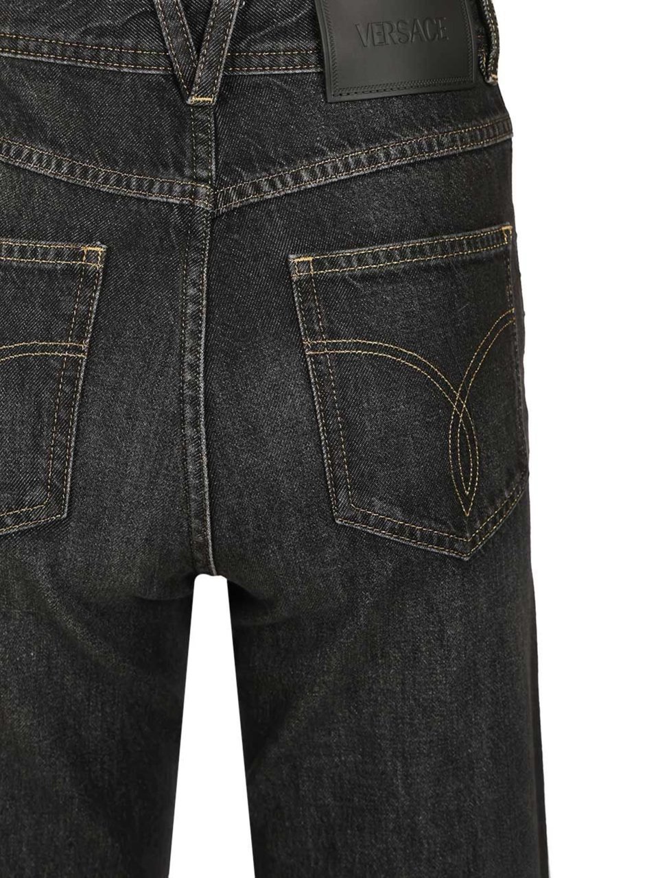 Versace Black Studs Crystals Denim Jeans Zwart