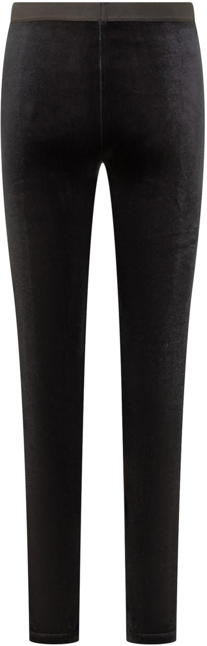 Versace Leggings Versace in Velluto Nero con Logo Zwart