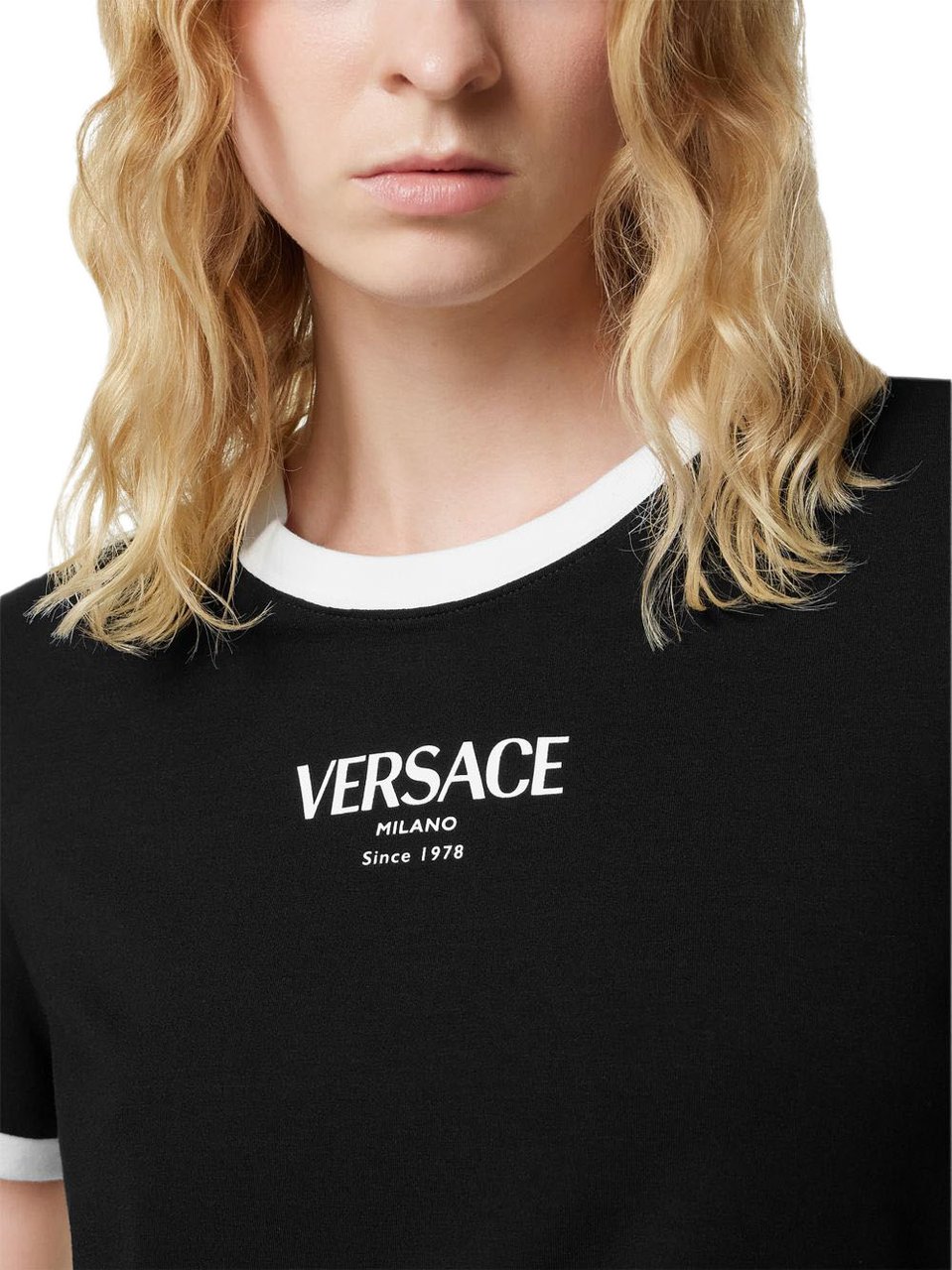 Versace Top Black/White Zwart