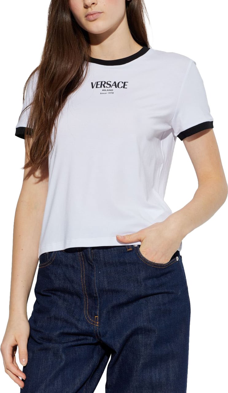 Versace Top White/Black Wit