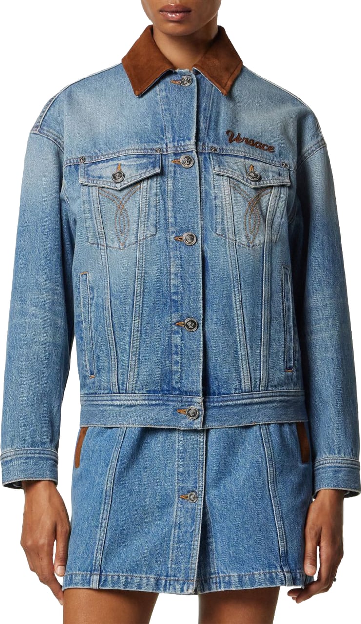 Versace Coats Navy Lichtblauw