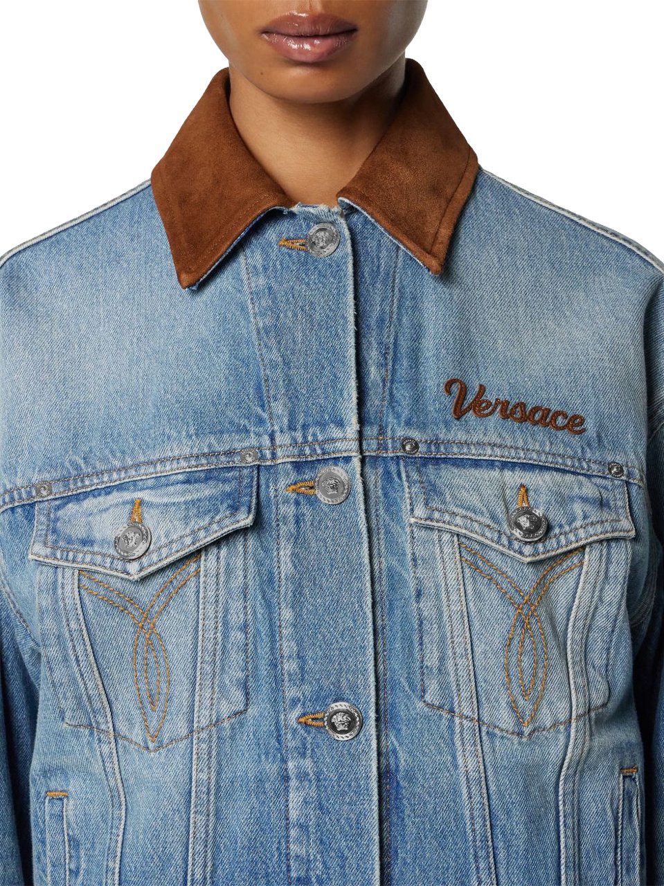Versace Coats Navy Lichtblauw