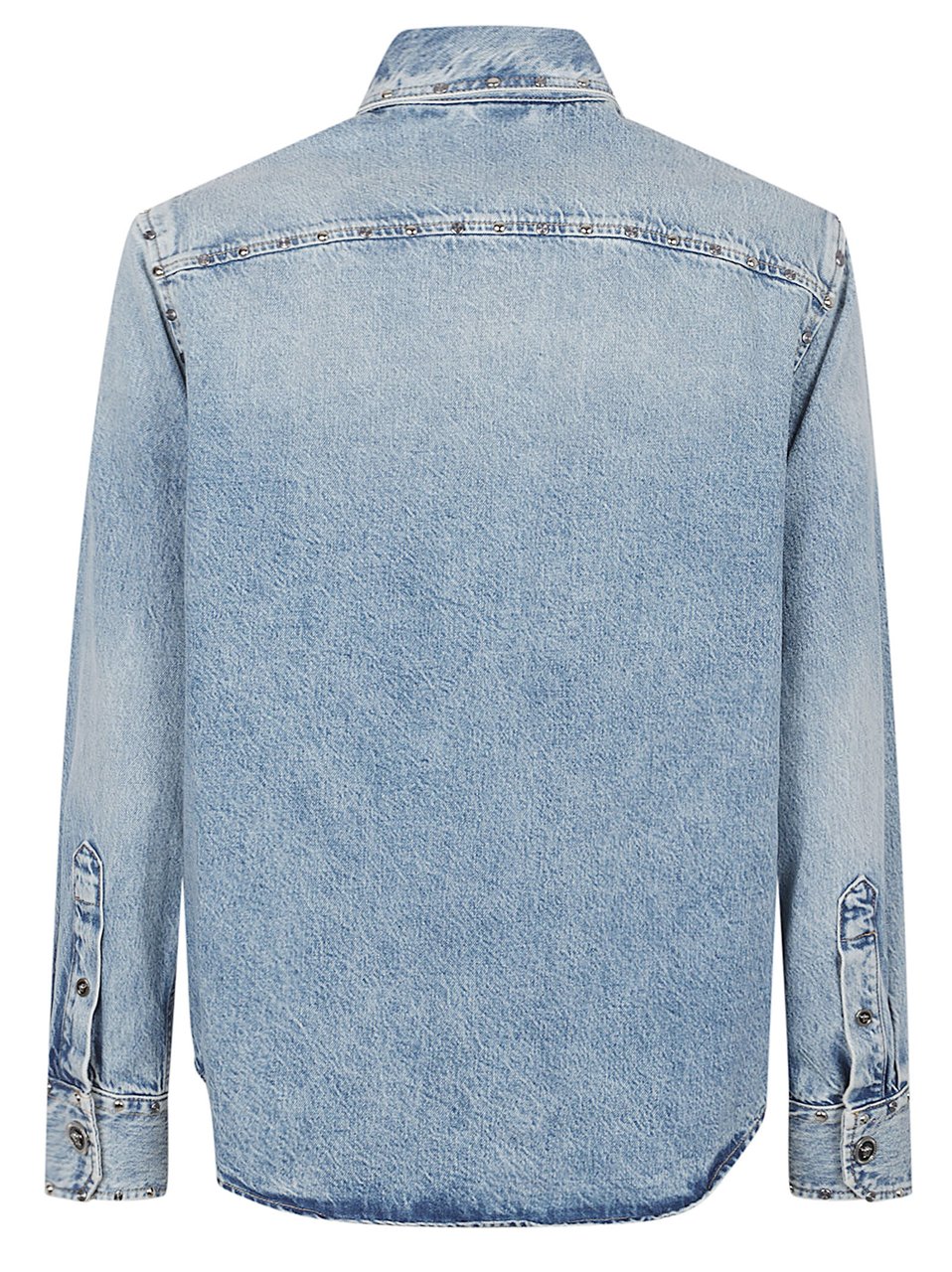 Versace Classic Denim Shirt With Buttoned Cuffs Grijs