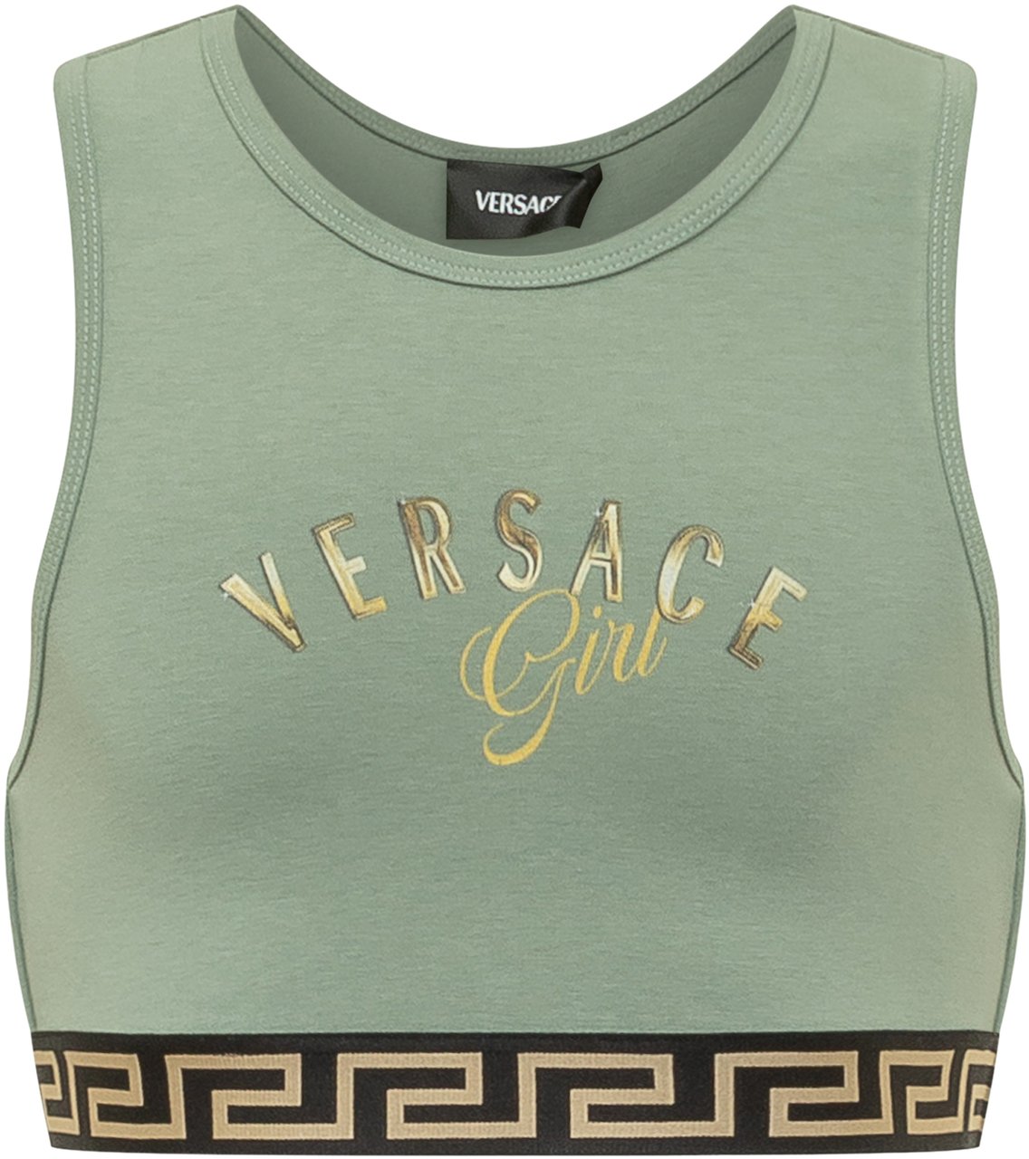 Versace Canotta Girl con Banda Greca Lime