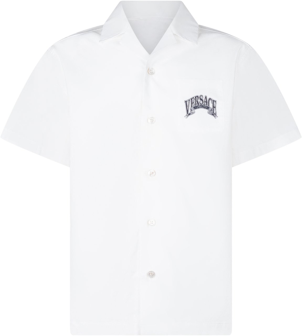 Versace Camicia Informale con Colletto e Tasca con Logo Wit