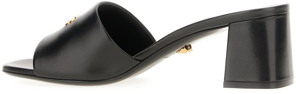 Versace Versace Black nappa leather mules Zwart