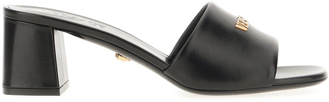 Versace Versace Black nappa leather mules Zwart