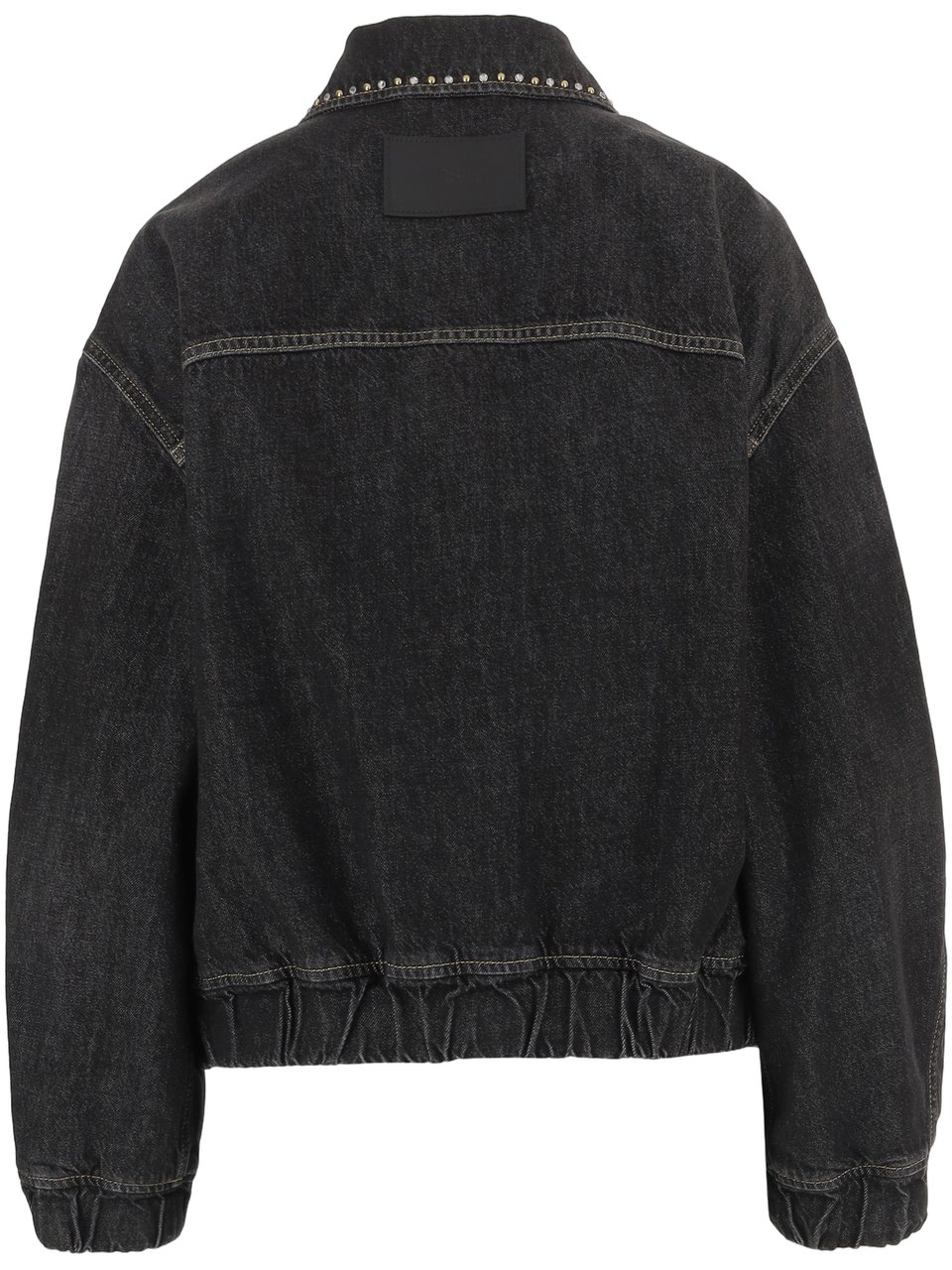 Versace Studded Black Cotton Jacket with Zip Closure Zwart