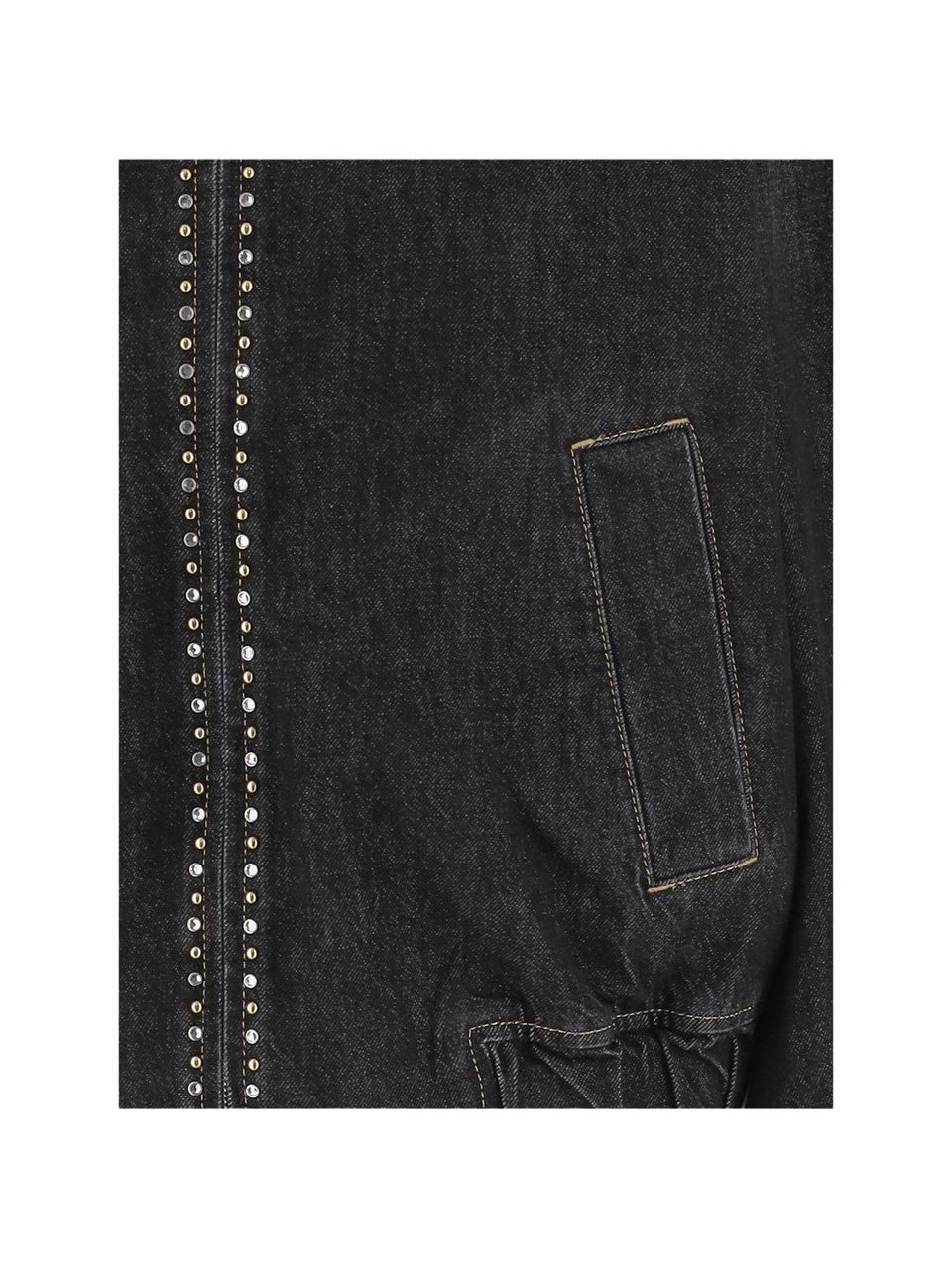 Versace Studded Black Cotton Jacket with Zip Closure Zwart