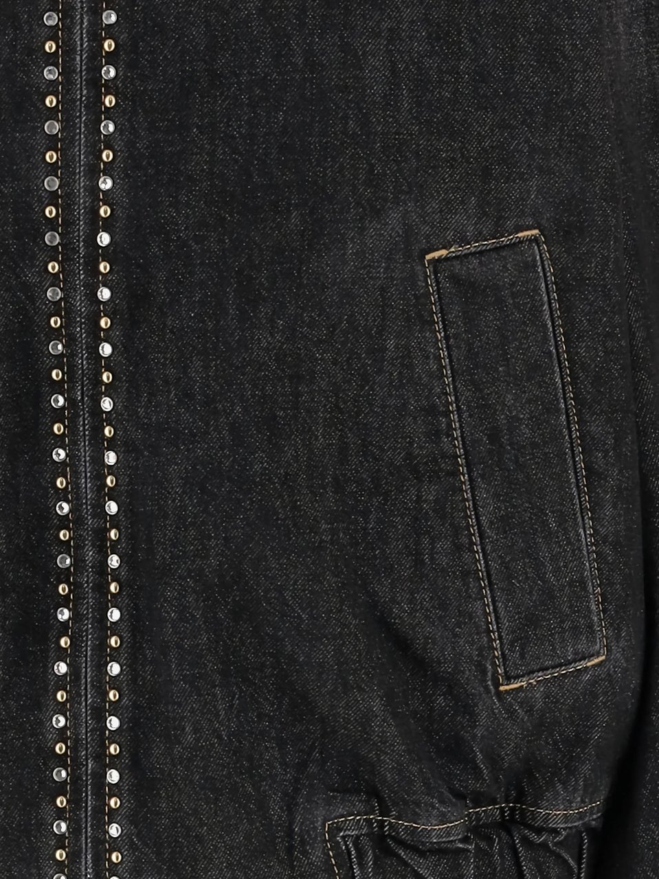 Versace Black Blouson Denim Studded Relaxed Jacket Zwart