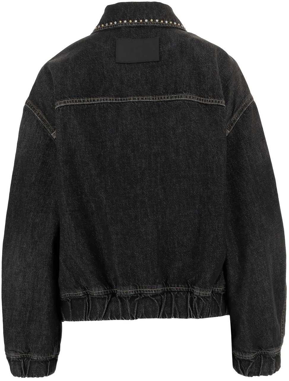 Versace Black Blouson Denim Studded Relaxed Jacket Zwart