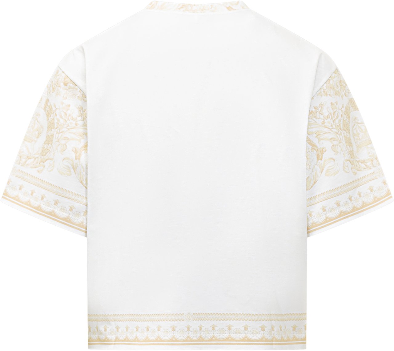 Versace T-Shirt In Jersey Con Stampa Ornamentale Wit