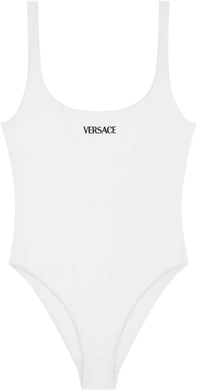 Versace Black Minimalist One-Piece Scoop-Back Swimsuit Wit
