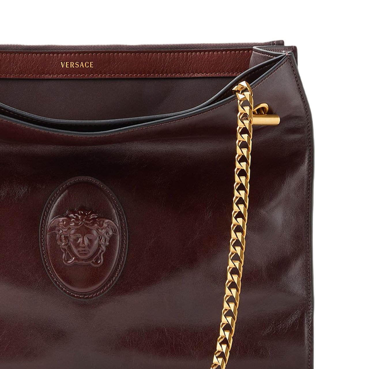 Versace Cabine Leather Shoulder Bag Zwart