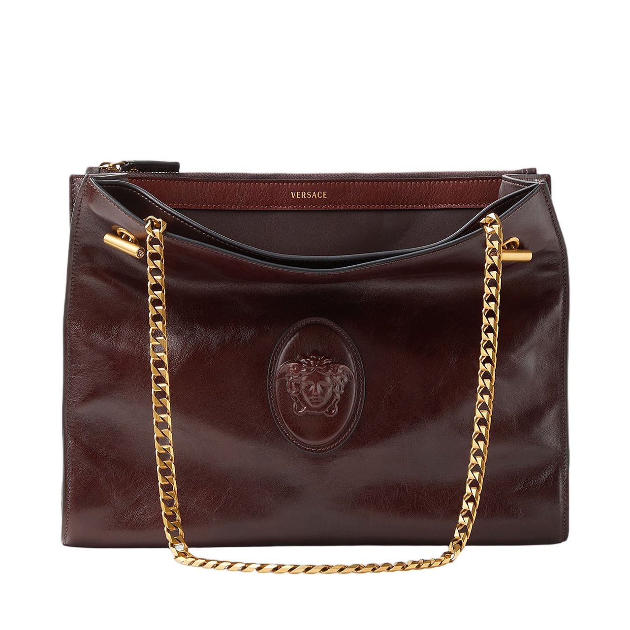 Versace Cabine Leather Shoulder Bag Zwart