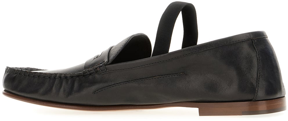 Versace Black leather loafers Zwart