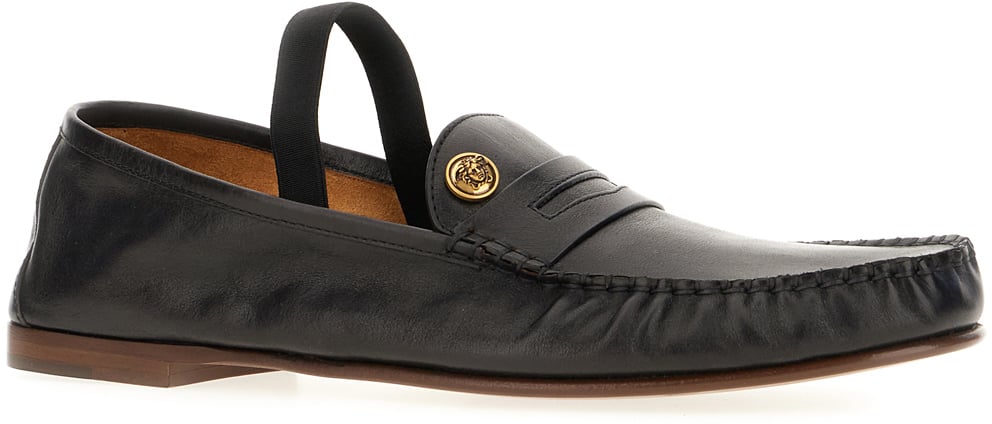 Versace Black leather loafers Zwart