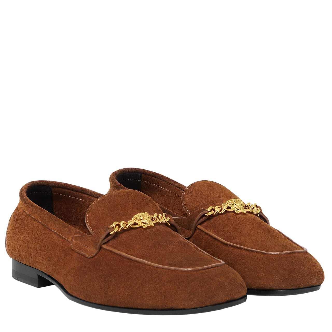 Versace Suede Slip-On Loafers with Medusa Chain Detail Rood