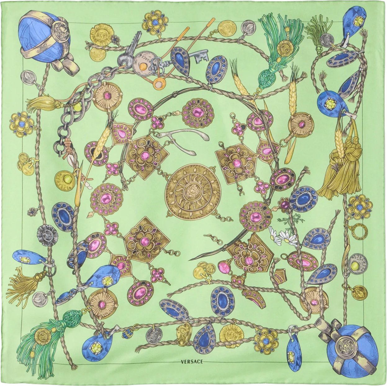 Versace Foulard con Stampa Gioiello Lime