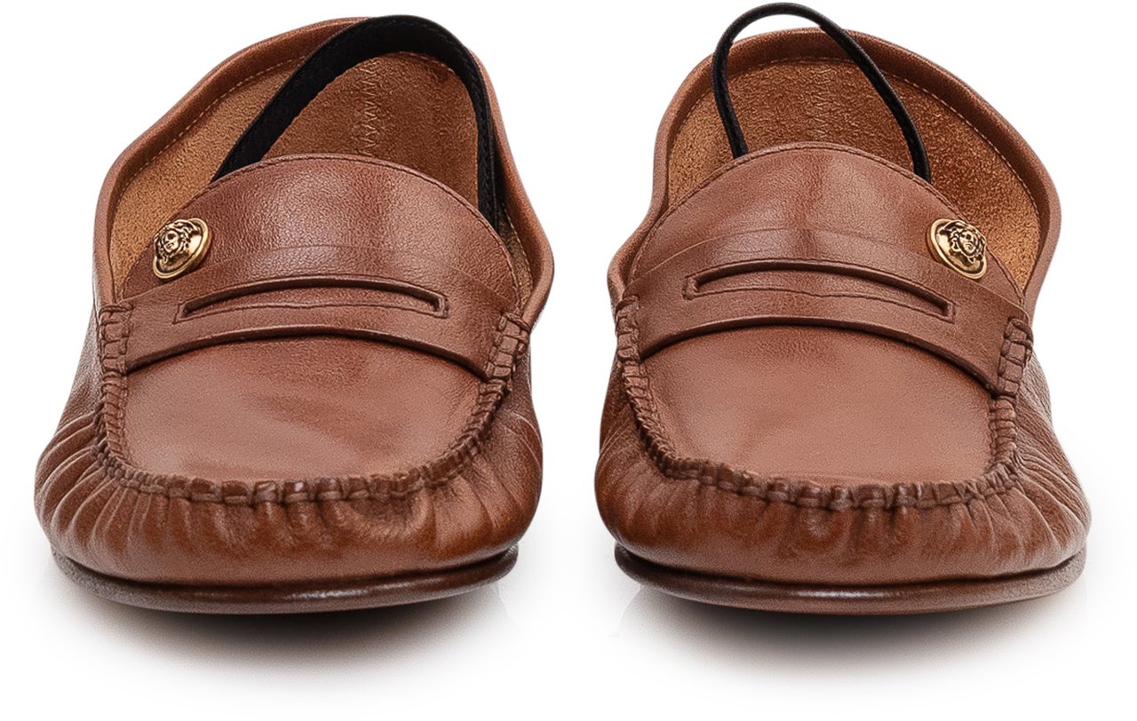 Versace Mocassini con Dettaglio Metallico Frontale Bruin