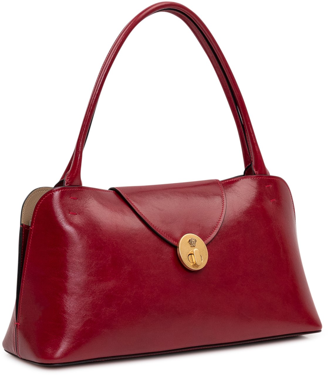 Versace Borsa a Spalla Media con Patta e Chiusura Maroon