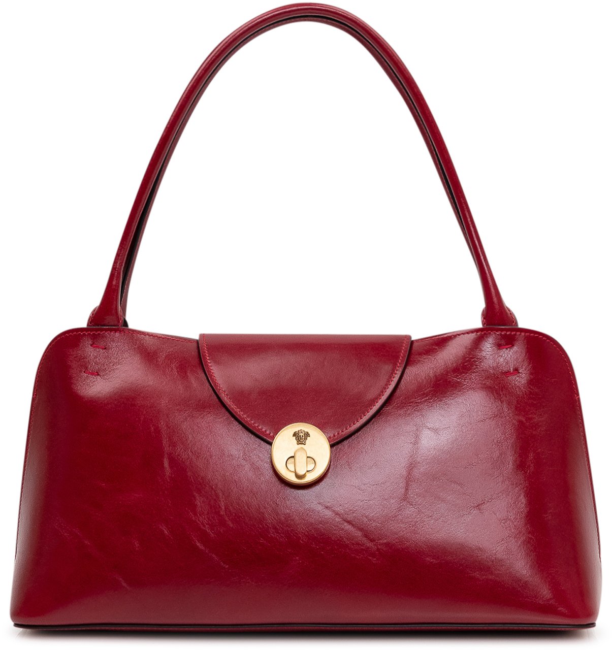 Versace Borsa a Spalla Media con Patta e Chiusura Maroon