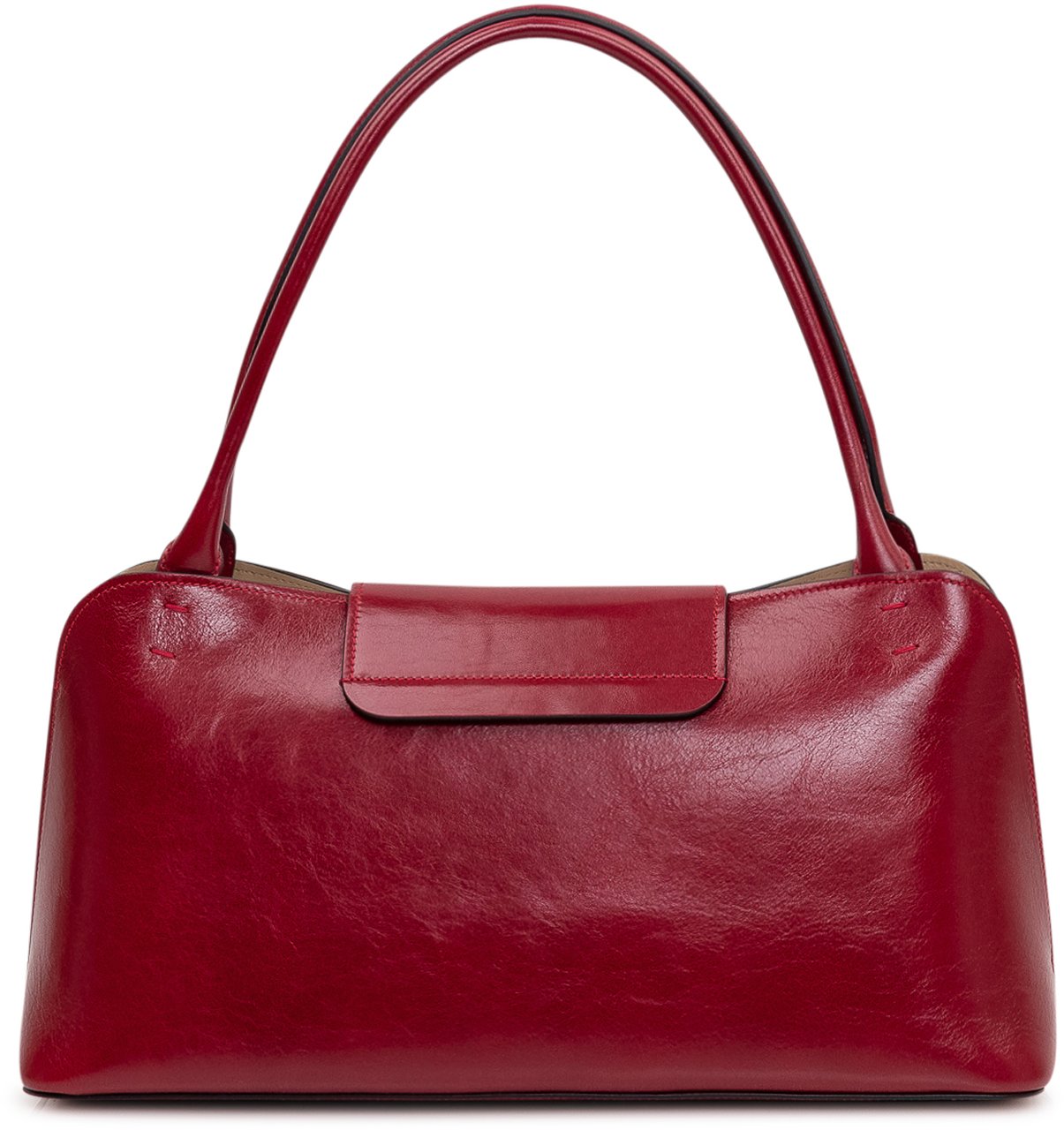 Versace Borsa a Spalla Media con Patta e Chiusura Maroon