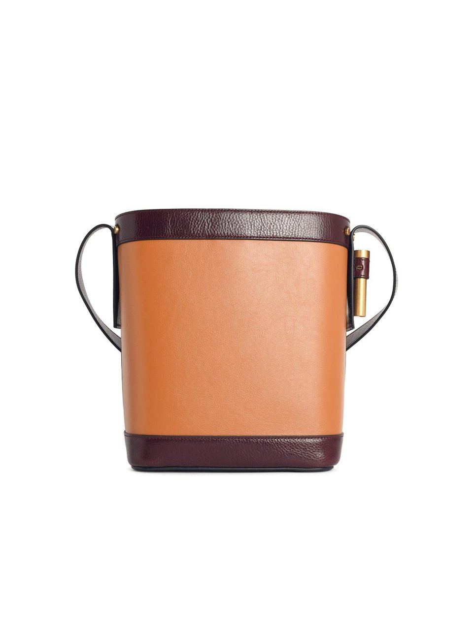Versace 'Pivot' Small Brown Leather Bucket Bag Oranje