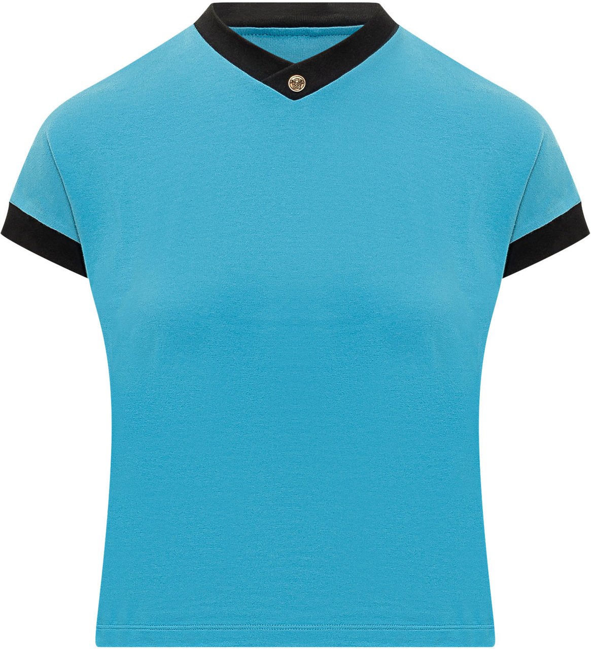 Versace T-shirt Vintage con Profili a Contrasto Cyaan