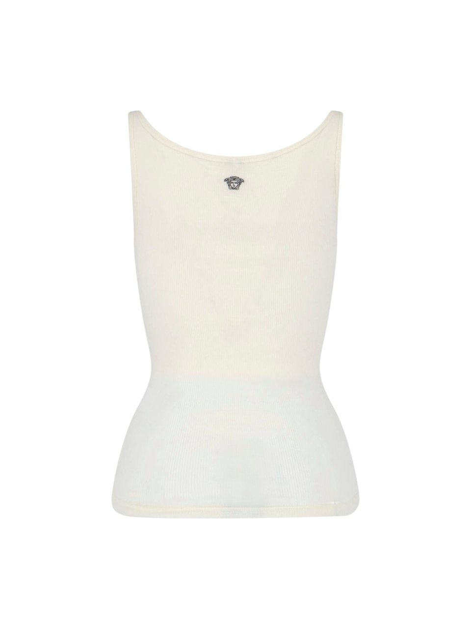 Versace Cream Ribbed Medusa Wool Top Neutraal