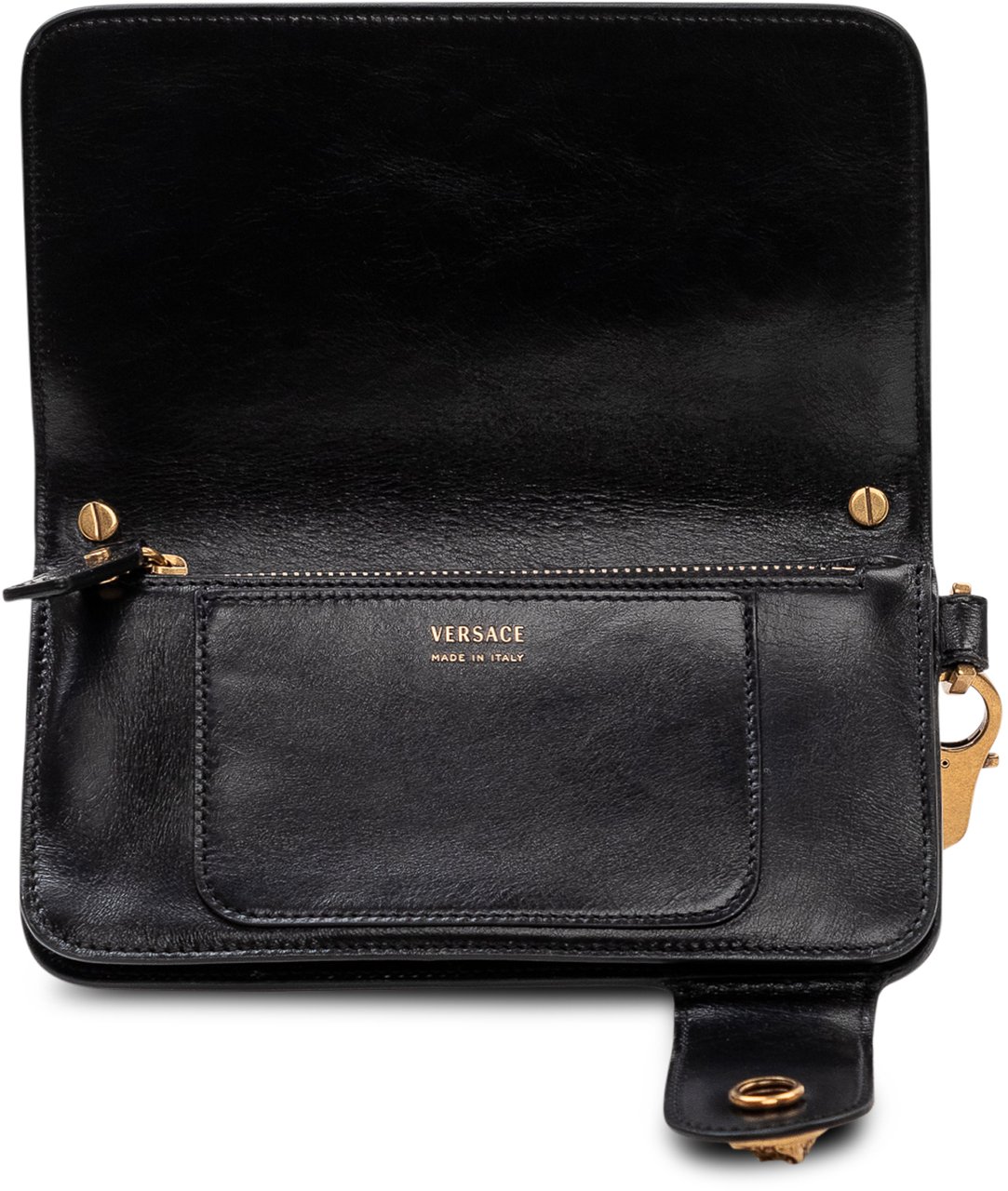 Versace Portafoglio Lungo in Pelle con Cinturino Zwart