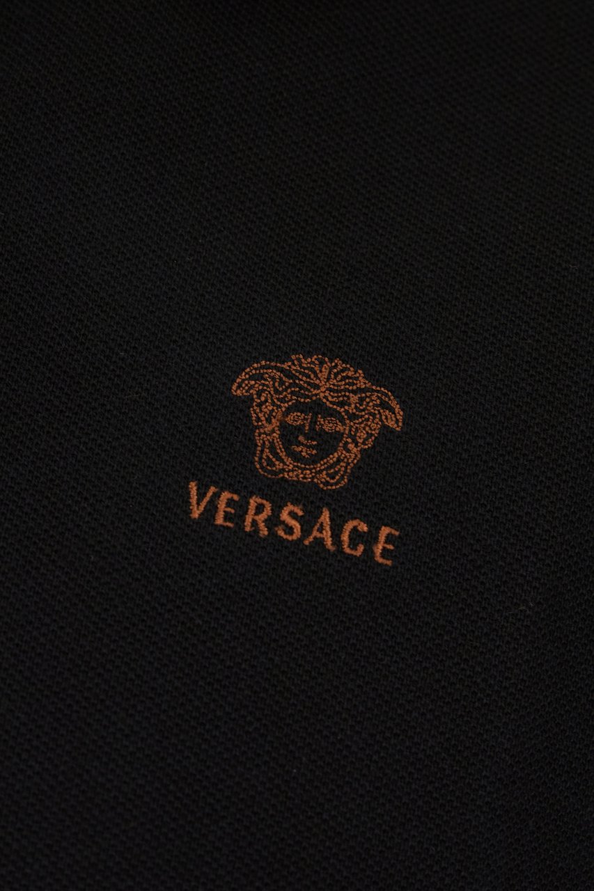 Versace Black piquet polo shirt Zwart