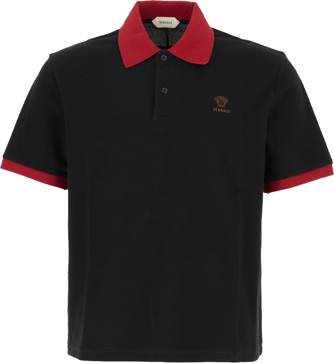 Versace Black piquet polo shirt Zwart