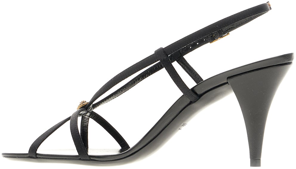 Versace Black satin high sandals Zwart