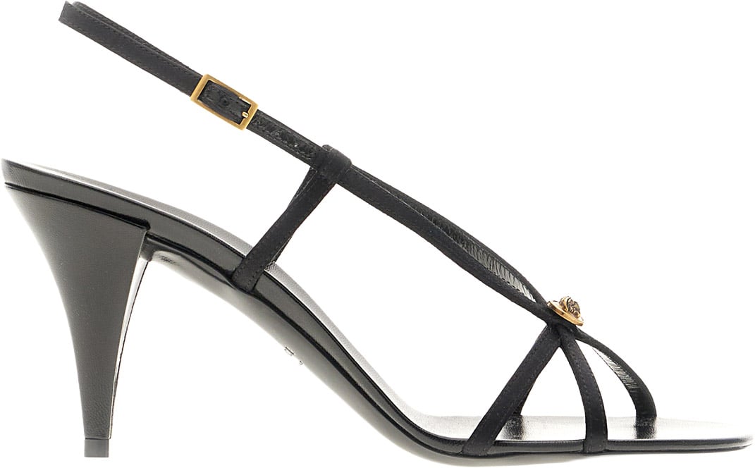 Versace Black satin high sandals Zwart
