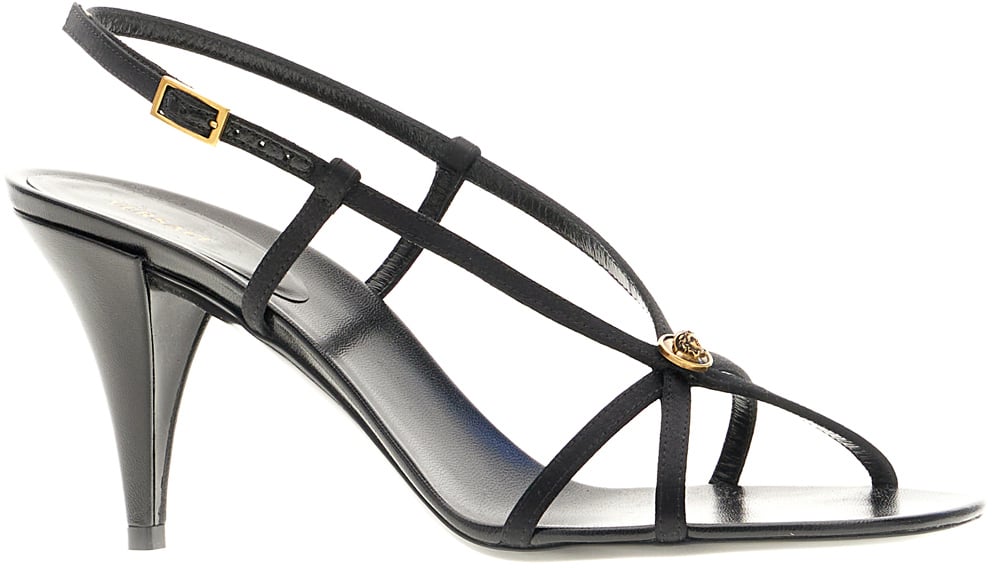 Versace Black satin high sandals Zwart