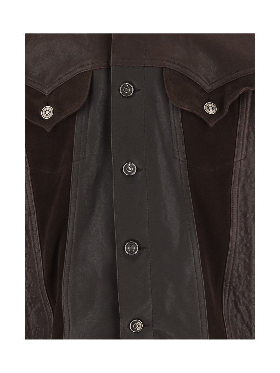 Versace Brown Leather Jacket with Pointed Collar Zwart