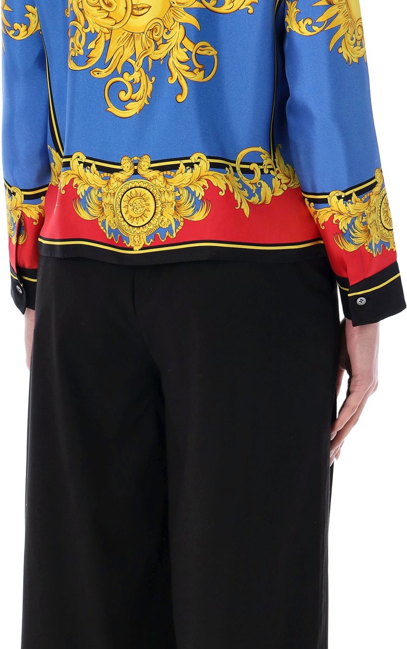 Versace Shirt Print The Sun Blue Gold Blauw