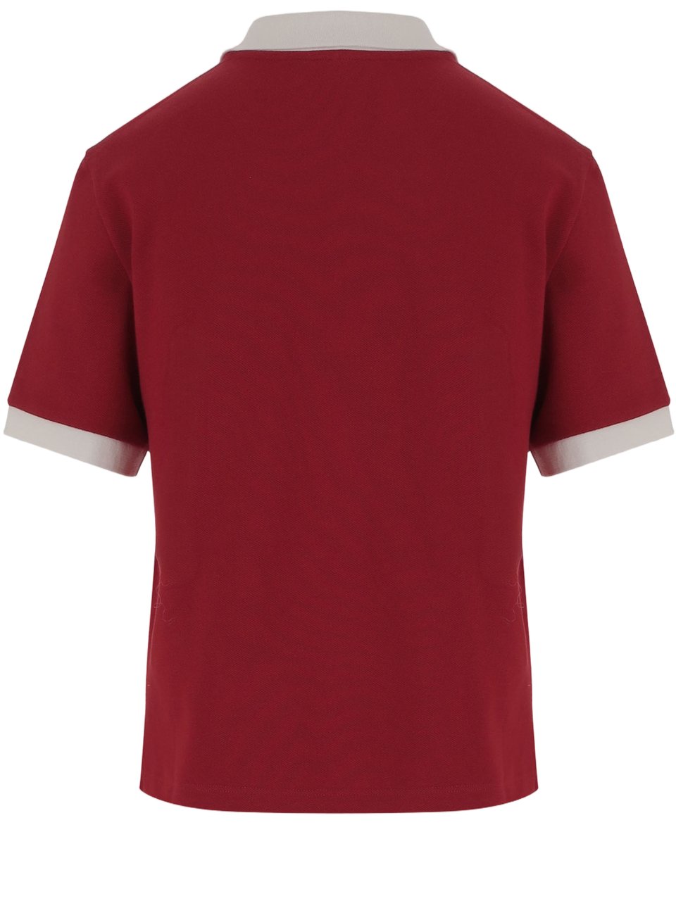 Versace Short-Sleeved Cotton Polo Shirt with Contrast Collar and Logo Rood