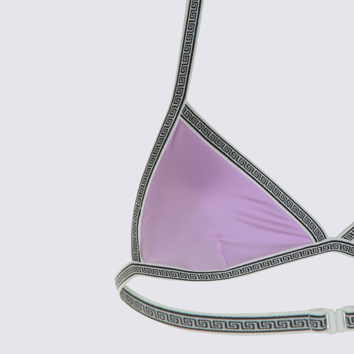 Versace Triangle Bikini Top with Greek Key Pattern Trim Wit