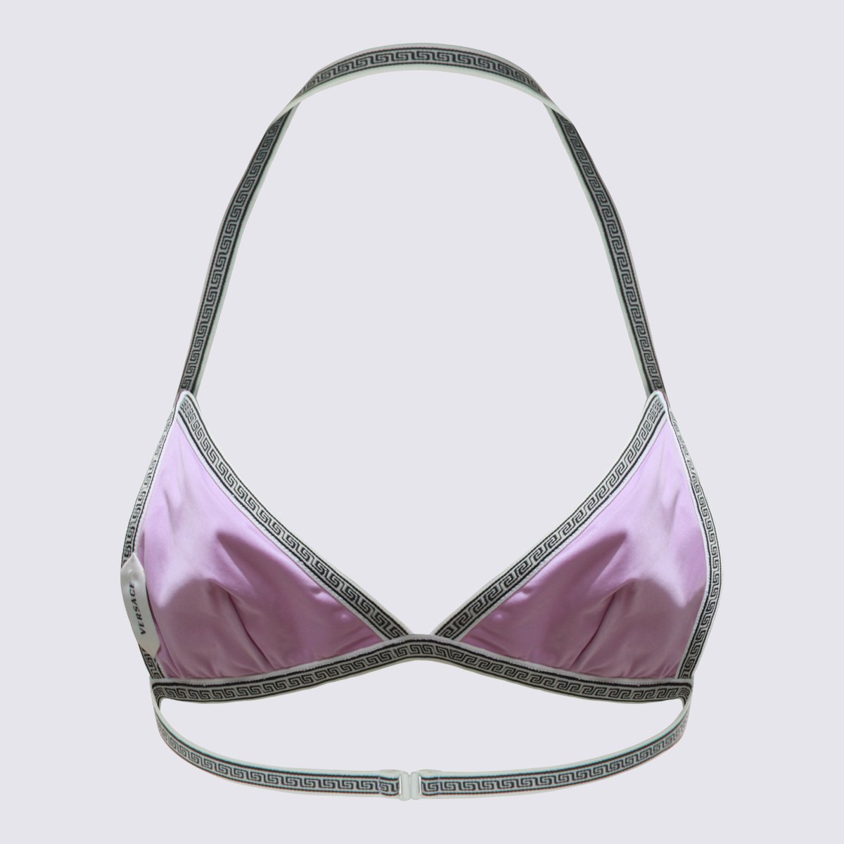 Versace Triangle Bikini Top with Greek Key Pattern Trim Wit