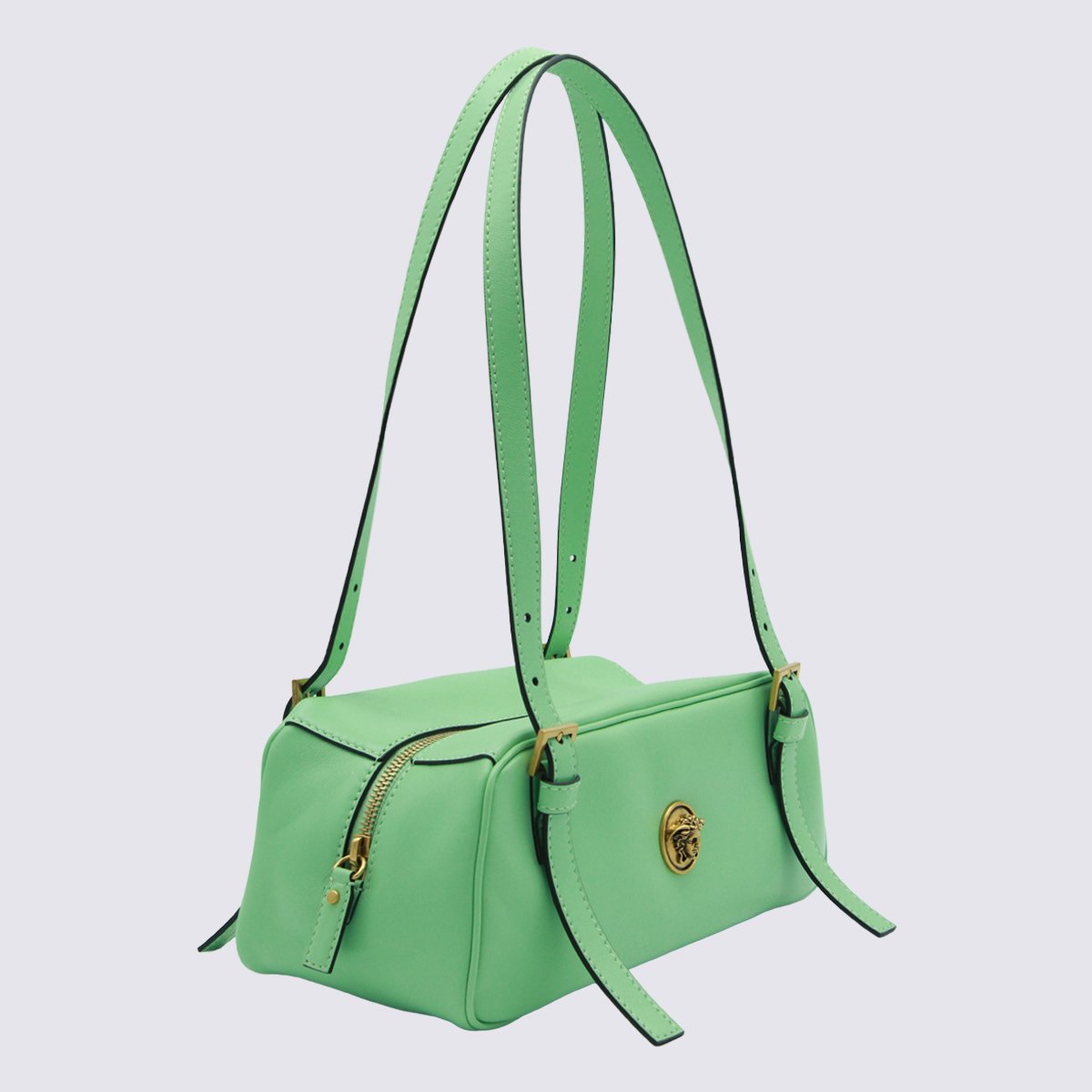 Versace Rectangular Mint Green Bag With Gold Accents Groen