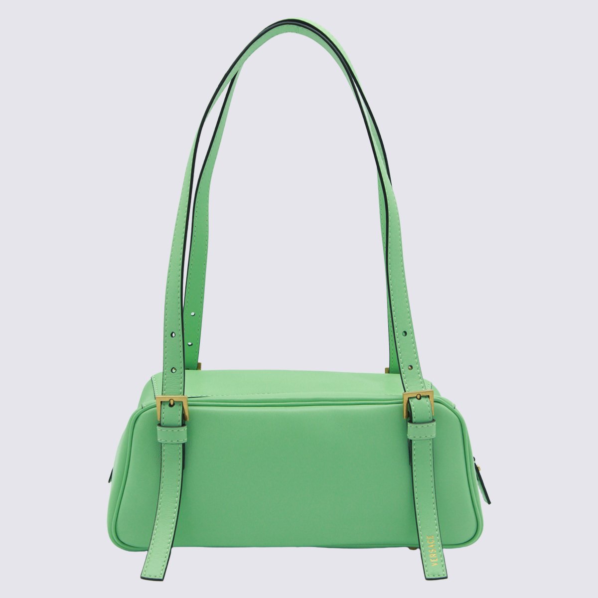 Versace Rectangular Mint Green Bag With Gold Accents Groen