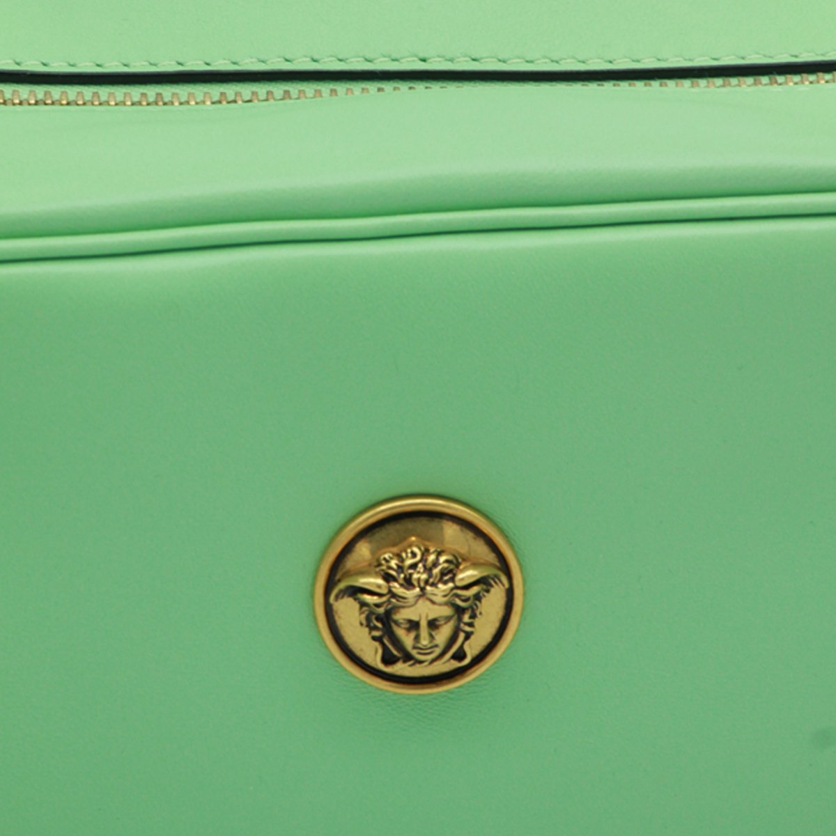 Versace Rectangular Mint Green Bag With Gold Accents Groen