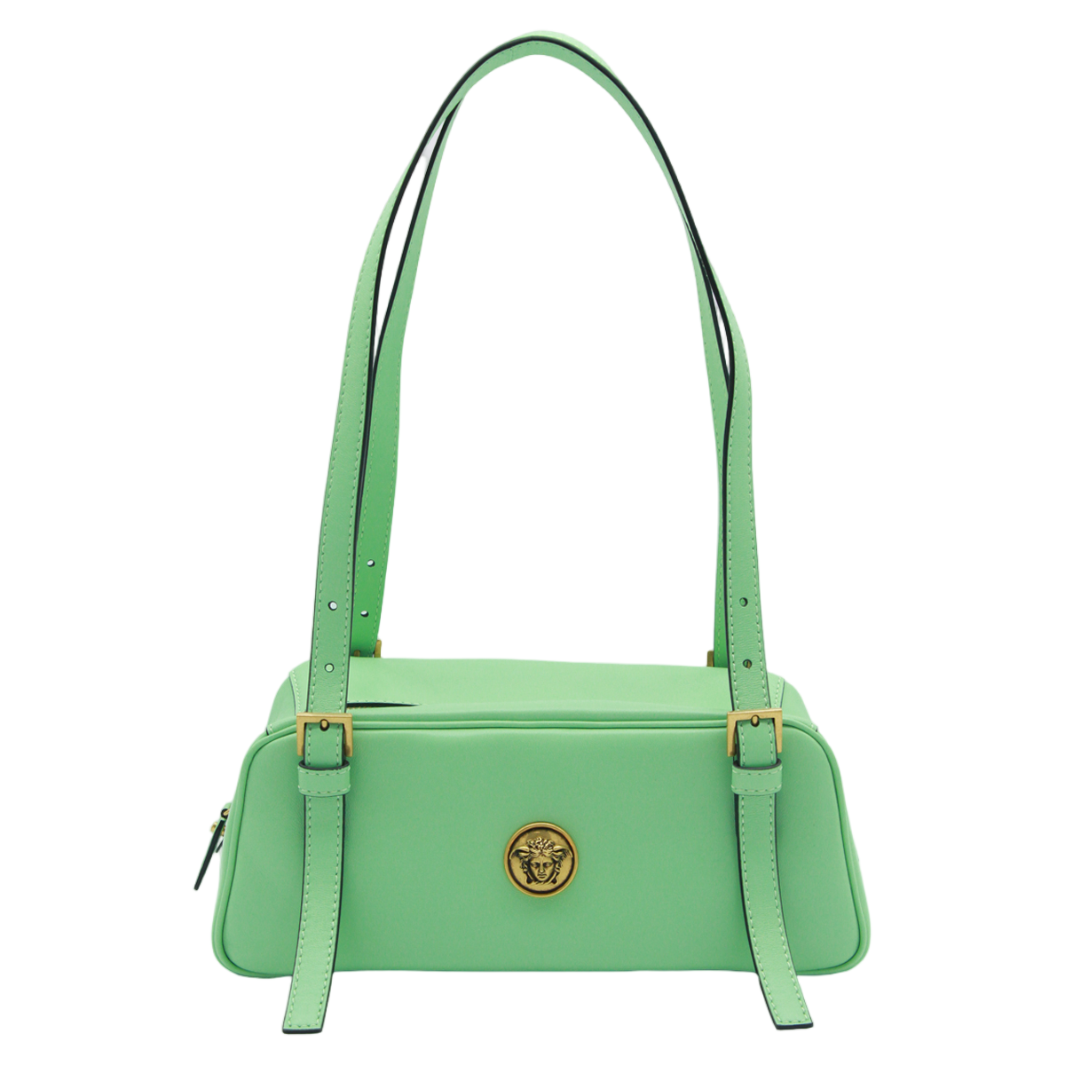 Versace Rectangular Mint Green Bag With Gold Accents Groen
