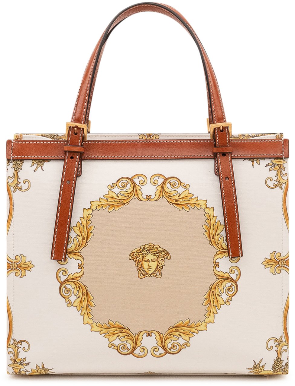 Versace Borsa Tote Media con Stampa Ornamentale e Logo Wit